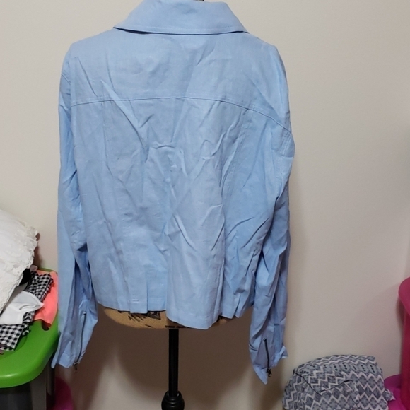 Jessica London size 22 baby blue moto jacket. - Picture 3 of 3